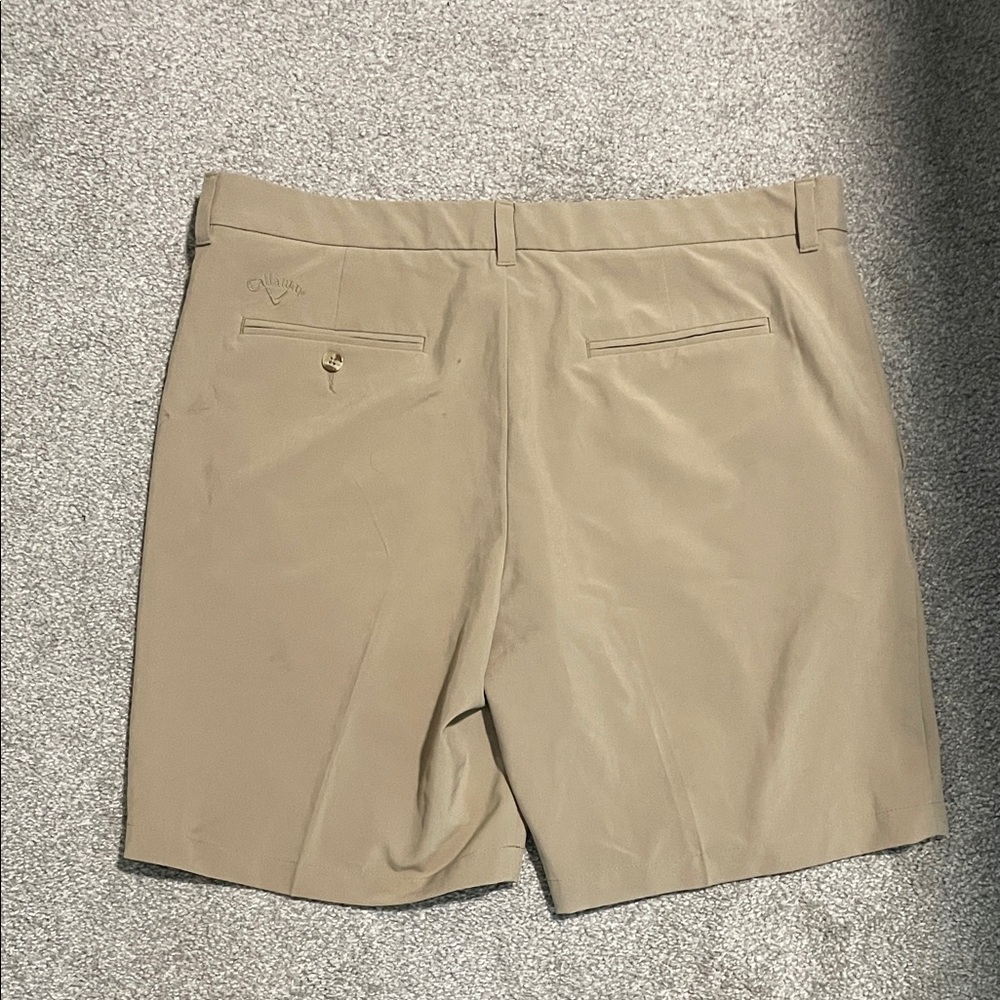 Callaway Men's Khaki Flat Front Shorts - Picture 2 of 2